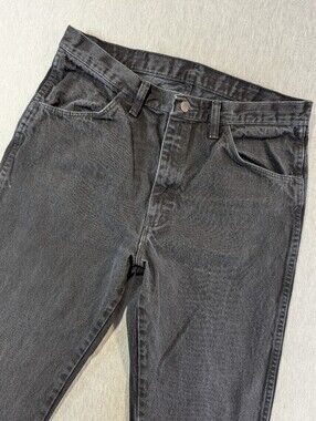 Rustler Regular Fit Straight Leg Jeans Men's 34 X 28 Black Heavy Denim